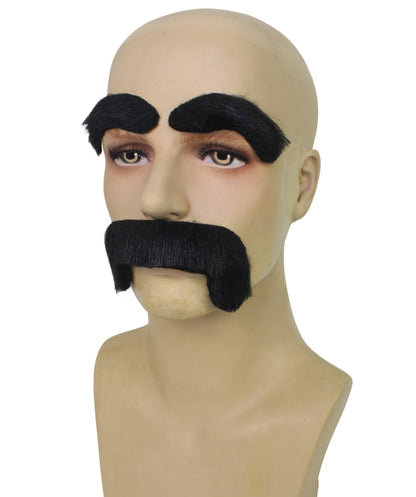 HPO Adult Men's Bold Black Stick-On Mexican Mustache With Eyebrows | Hilarious Party Accessory Kit | Flame-retardant Synthetic Fiber