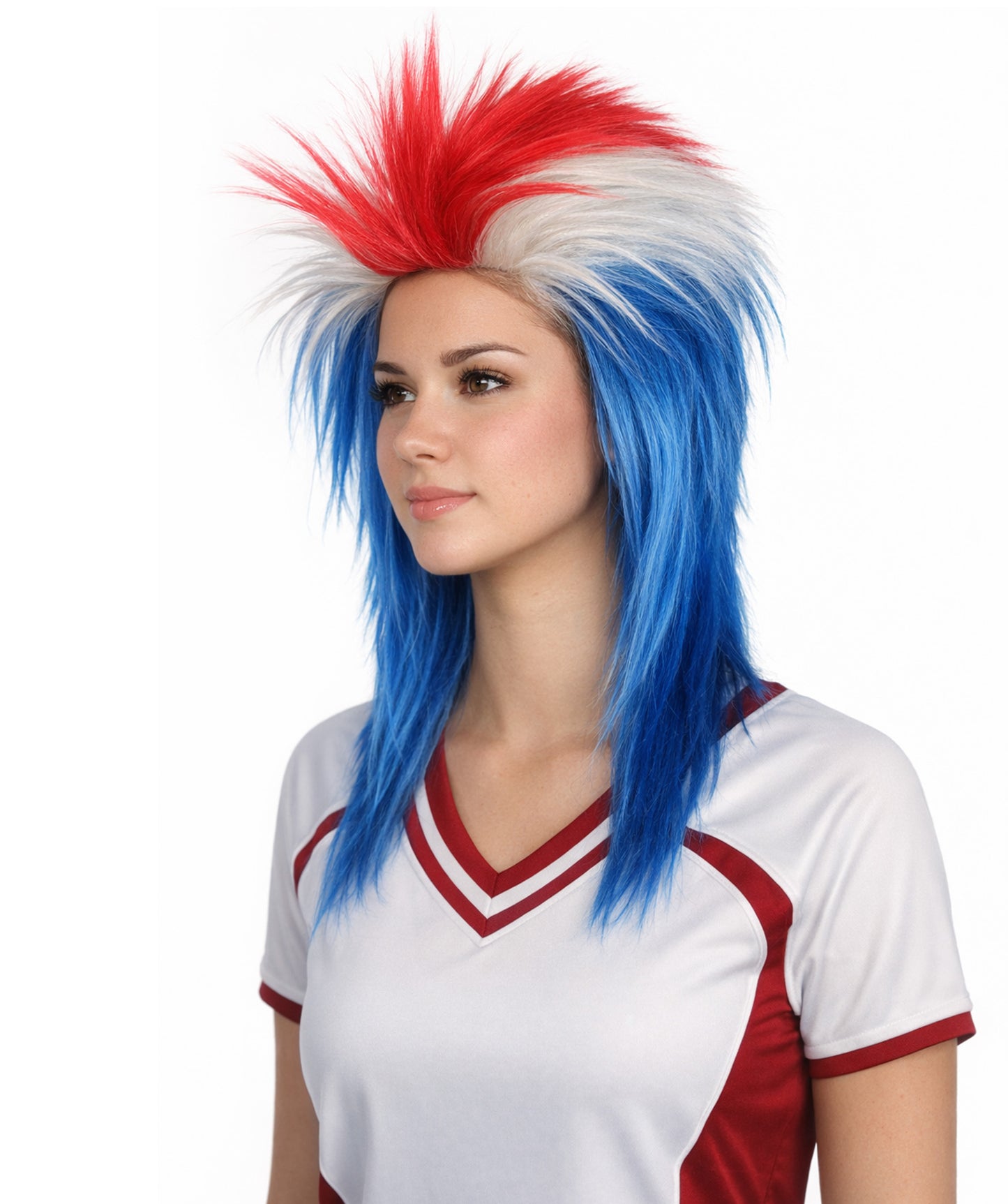 Iceland National Pride Flag Sports,80's Mullet Wig | Premium Breathable Capless Cap