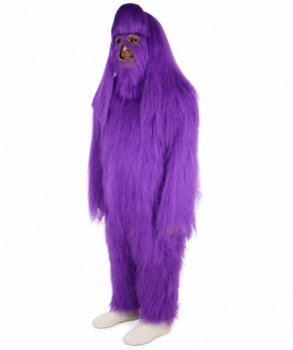 HPO Unisex Extreme Hairy Person Costume, Mask and Bundle - Full-Body Hair Suit Extra-Long Ash Brown Costume Wig for Halloween, Cosplay & Parties