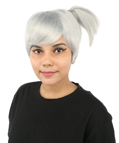 HPO Adult Women's Anime Trainer Character Wig | Vibrant hue multicolor options, create of synthetic fiber, short choppy bob with high side ponytail, breathable base | Cosplay, Halloween, theater, party, performance, costume events
