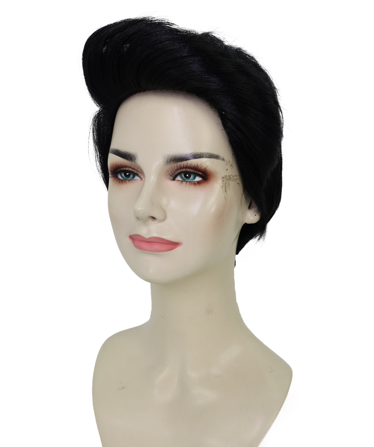 HPO Adult Women’s Smooth & Light Curly Short Black Wig | Natural Look Costume & Fashion Wig | Ideal for Halloween | Breathable Capless Cap