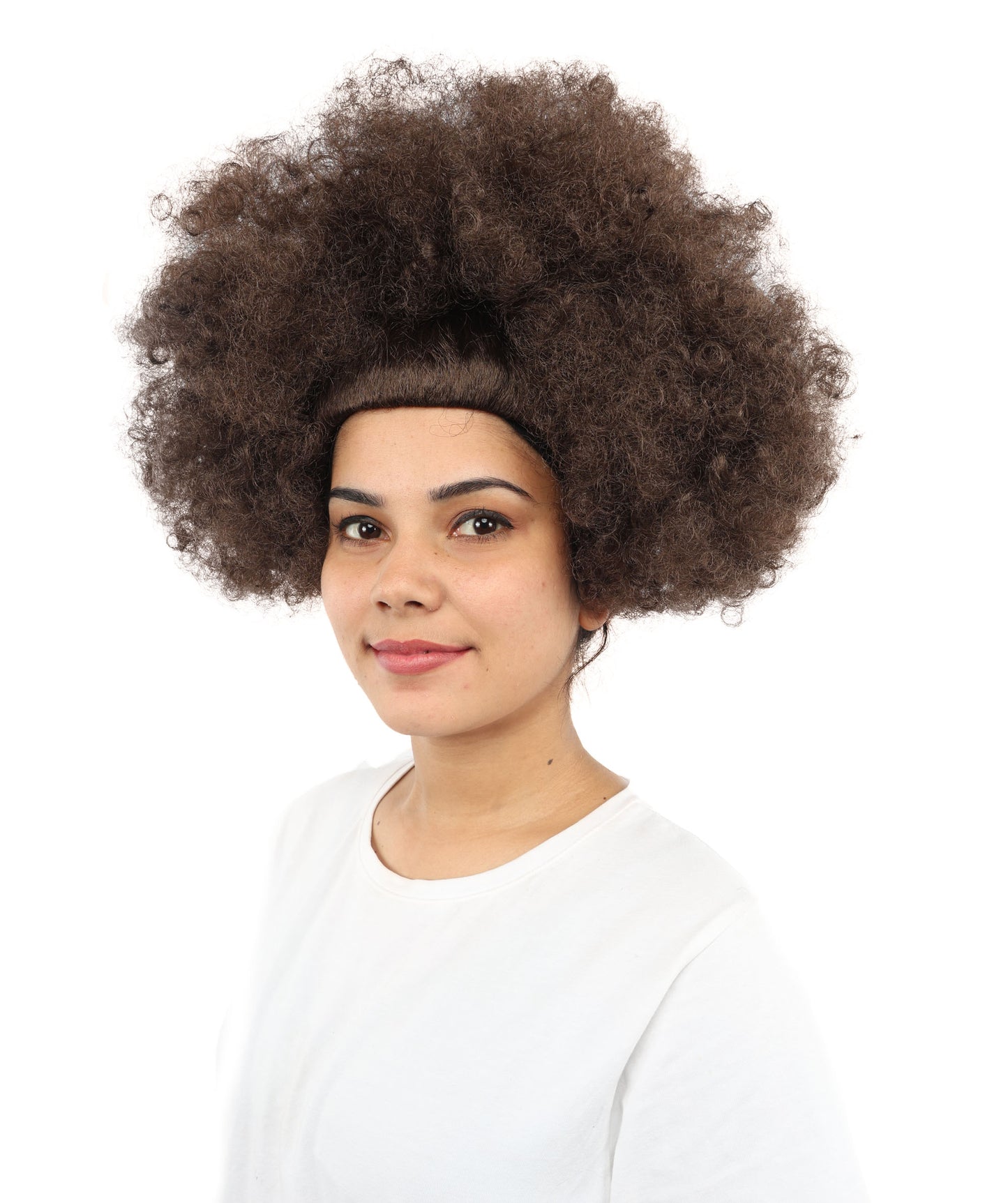 HPO Women’s Dark Brown Afro Wig | Voluminous Curly Synthetic Hairpiece with Adjustable Cap for Cosplay, Halloween, and Themed Events