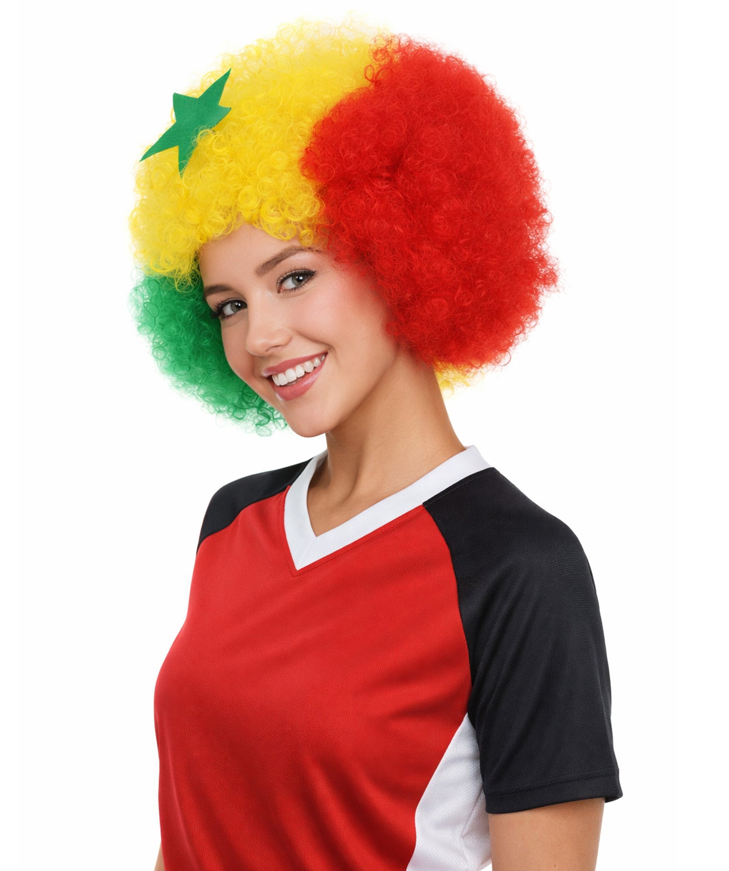 Senegal Flag Sport Afro Halloween Wig