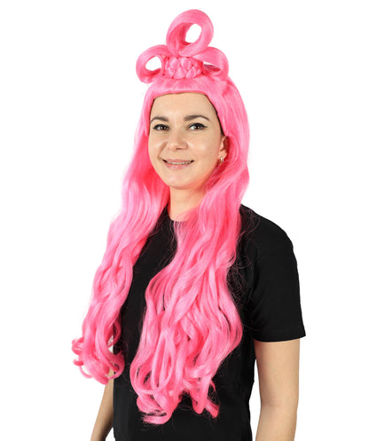 HPO Women's Long Curl Wig with Ring , Multiple Color Options , Flame-retardant Synthetic Fiber