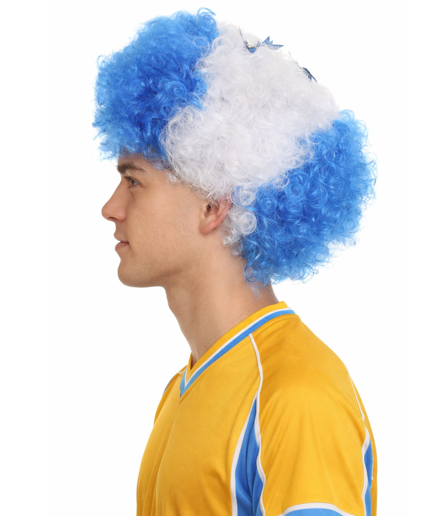 Honduras Sport Afro Fun Wig | Blue White Jumbo Wig