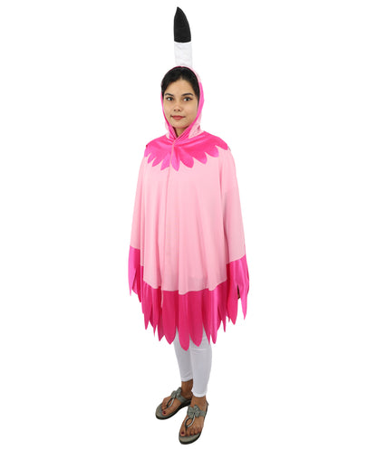 Flamingo Cape Costume | Pink Feathered Cape with Hood Details | Fun Outfit for Halloween, Cosplay, Parties & Themed Events