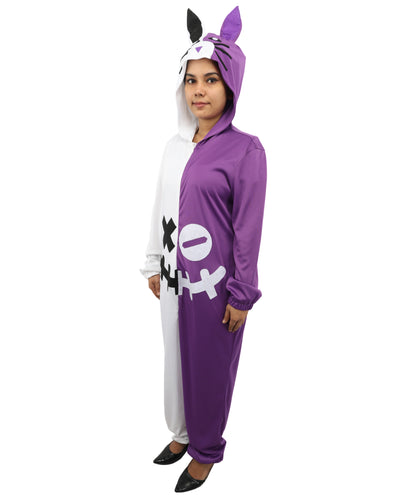 HPO Animal Onesie Pajamas Purple and White Costume| Cozy Cosplay Jumpsuit Sleepwear for Adults