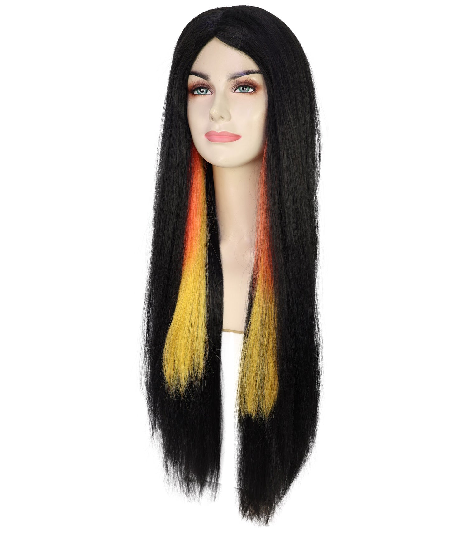 HPO Unisex Multiple Color Long Straight Wig | Bold Halloween Costume Hair | Breathable Capless Cap