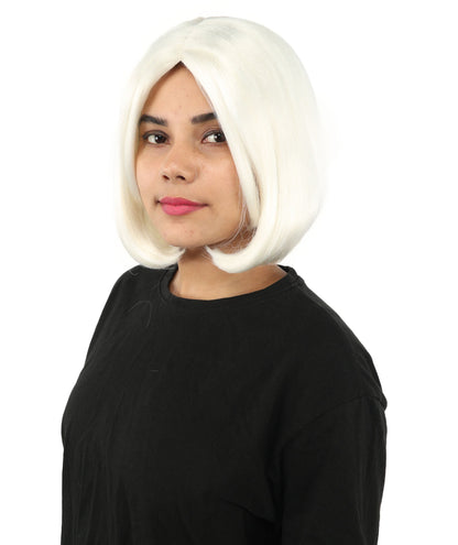 Adult Women's Two-Tone Bob Wig | Multiple Color Options | Short Straight Blunt Cut Inspired by American Pop Artist Look | Natural Hairline for Halloween and Cosplay