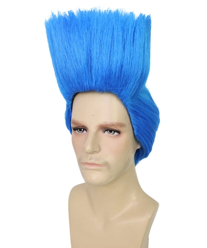 Men’s Short Straight Blue Wig – Synthetic Fiber for Adults | Breathable Capless Cap