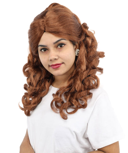 HPO Women's Long 20-Inch Brown Curly Wig | Ideal Cosplay, and Themed Parties | Soft, Natural-Looking, and Easy to Wear