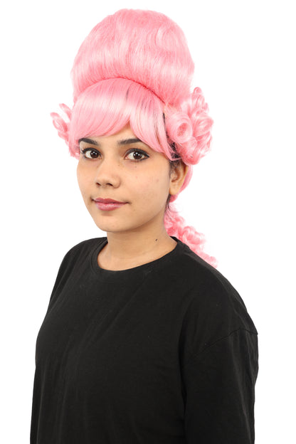 HPO Women's Light Pink Rococo Wig | Elegant 18th Century Style Synthetic Hairpiece | Cosplay,  Parties, Stage Performances & Photoshoots