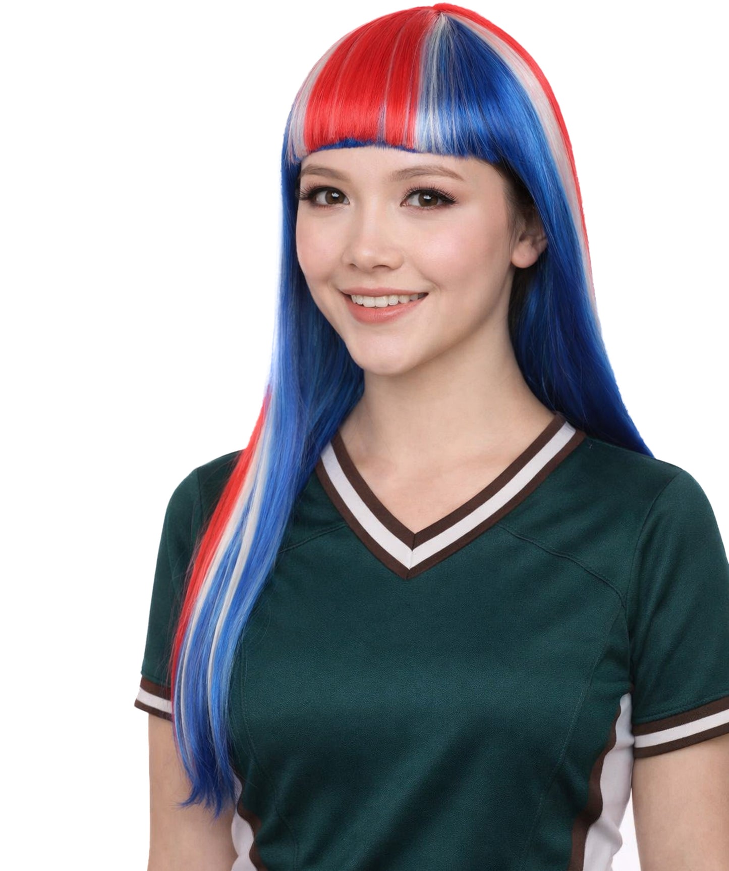 Iceland Flag Sport Party Long Bob Wig | National Pride | Premium Breathable Capless Cap