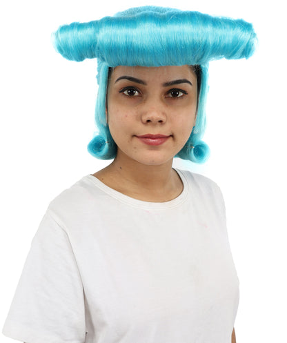 HPO Women's Light Blue Spiky Warrior Cosplay Wig with Sideburns | Bold Anime-Inspired Hairstyle | Synthetic Fiber Hairpiece for Halloween, Stage & Parties