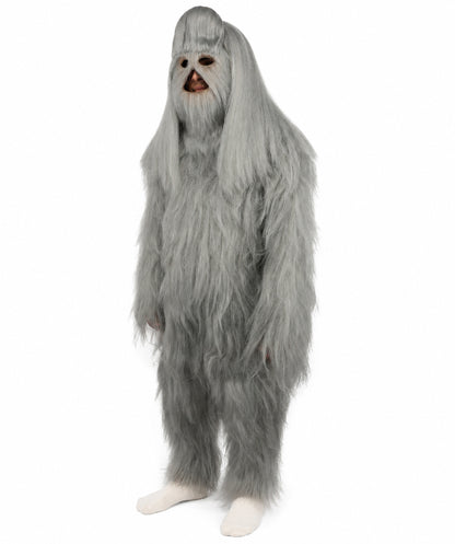 HPO Unisex Extreme Hairy Person Costume, Mask and Bundle - Full-Body Hair Suit Extra-Long Ash Brown Costume Wig for Halloween, Cosplay & Parties