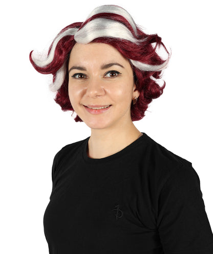 HPO Women's Short Wavy Meroon Fashion Doll Multiple Wig | For Party and Halloween | Flame-retardant Synthetic Fiber