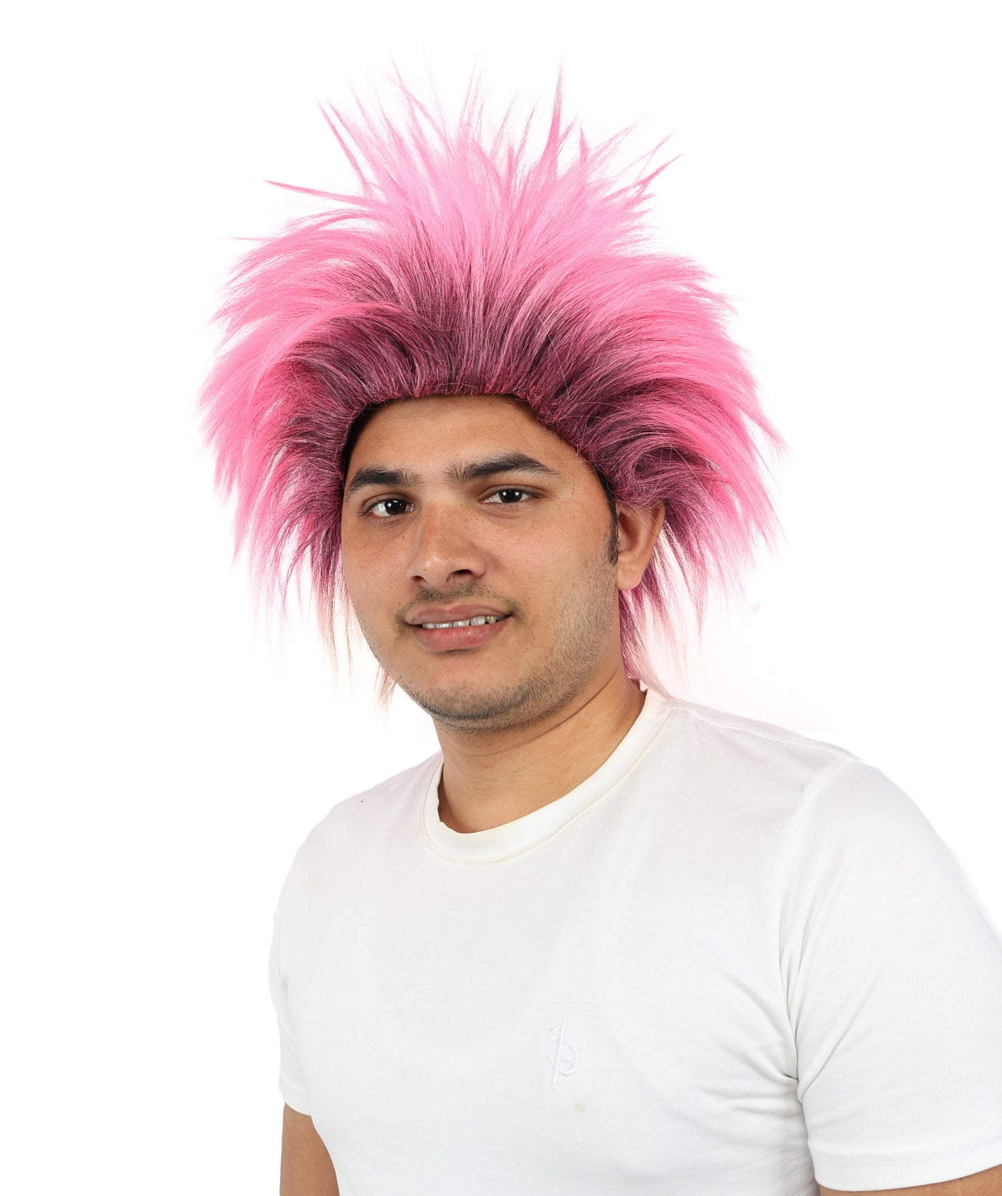 HPO Men's Party Punk Wig | Medium Spiky Multicolor Hairstyle with Adjustable Straps & Synthetic Fibers for Cosplay, Halloween, Carnival & Parties