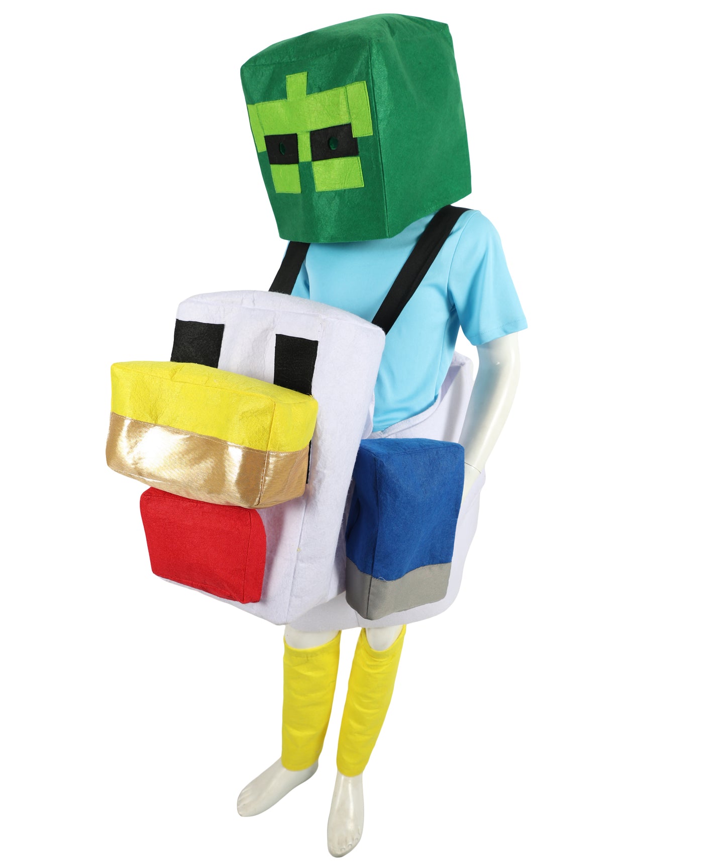 HPO Teen Game Character Costume Set | Multicolor Dress with White Apron, Head Accessory & Leg Socks | Roleplay Outfit for Halloween & Cosplay