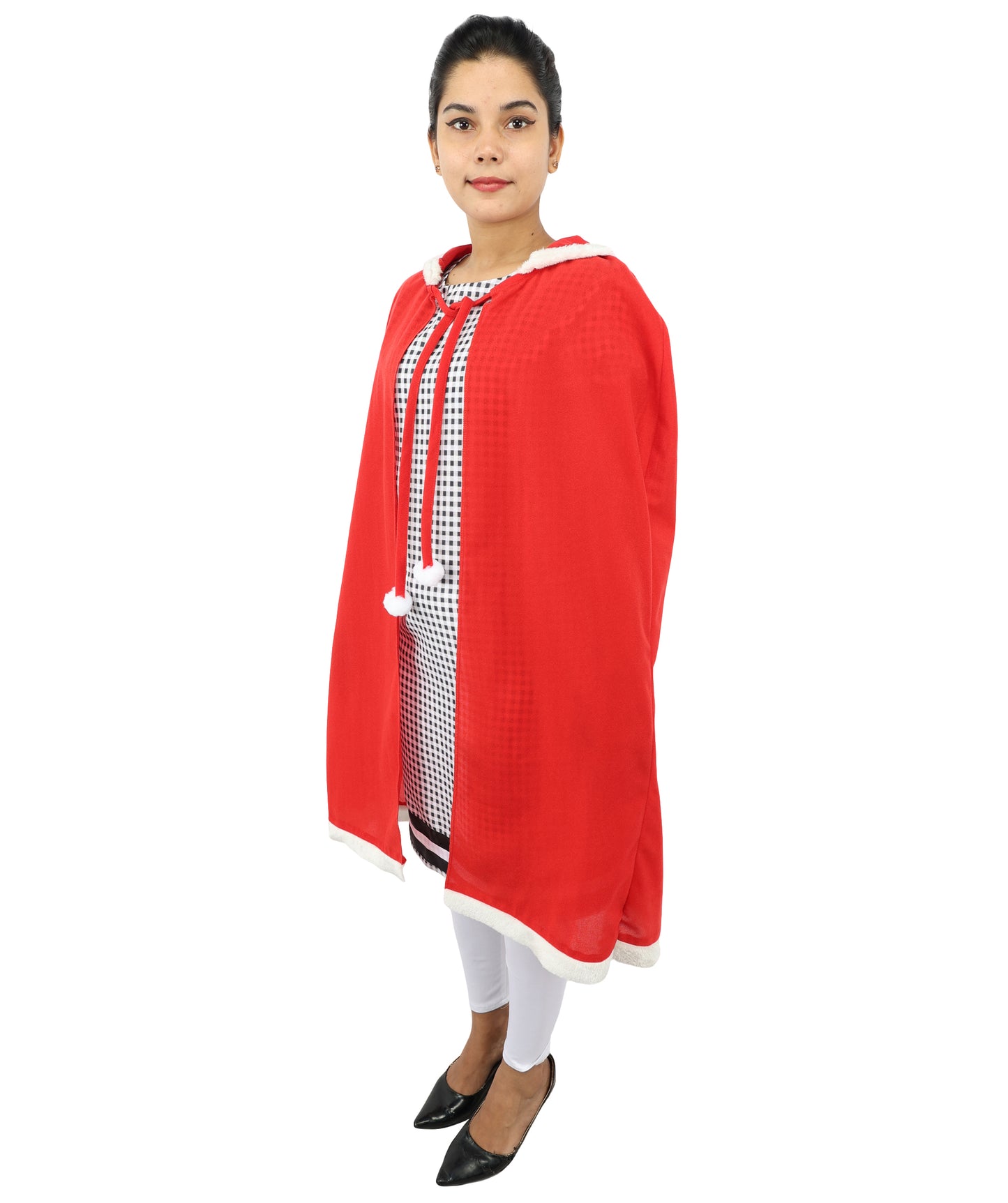 Whimsical Holiday Character Costume | Women’s Multicolor Dress with Faux Fur Trim, Cape & Accessories | Christmas Parties, Theater, Cosplay & Roleplay
