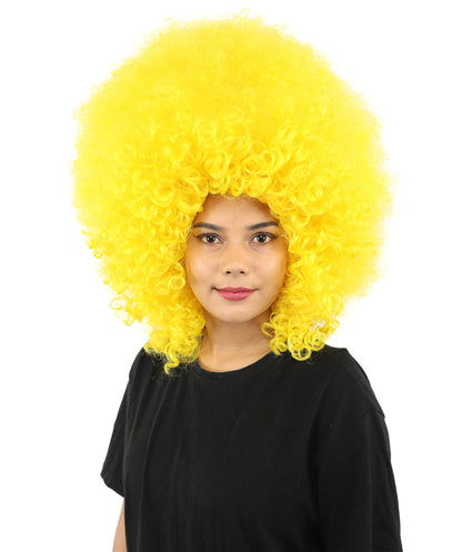 HPO Women's Giant White Glitter Afro Wig | Massive Puffy Sparkle Hair with Silver Sheen, Synthetic Fiber & Breathable Cap | Halloween, Troll Roleplay, 70s Disco Party, Theater & Funny Costume