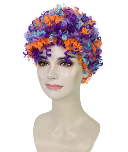 Women's Colorful Clown Wig | Rainbow Curly Costume Hair for Men & Women | Circus, Party, Halloween | Breathable Capless Cap