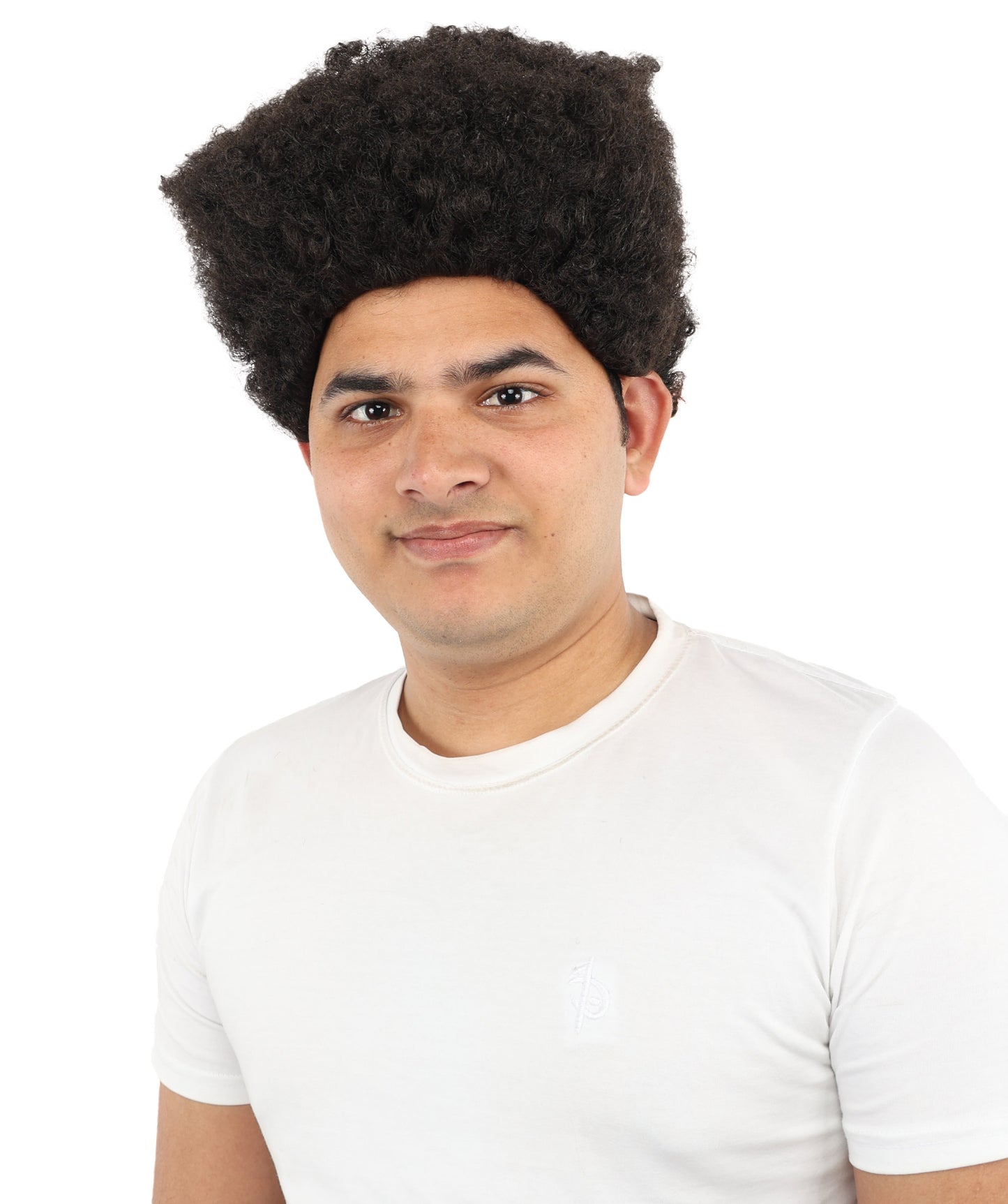 HPO Men’s Movie Character High Top Flat Brown Wig – Flame-retardant Synthetic Fiber | Retro Cosplay Hair for Halloween Party & Cosplay