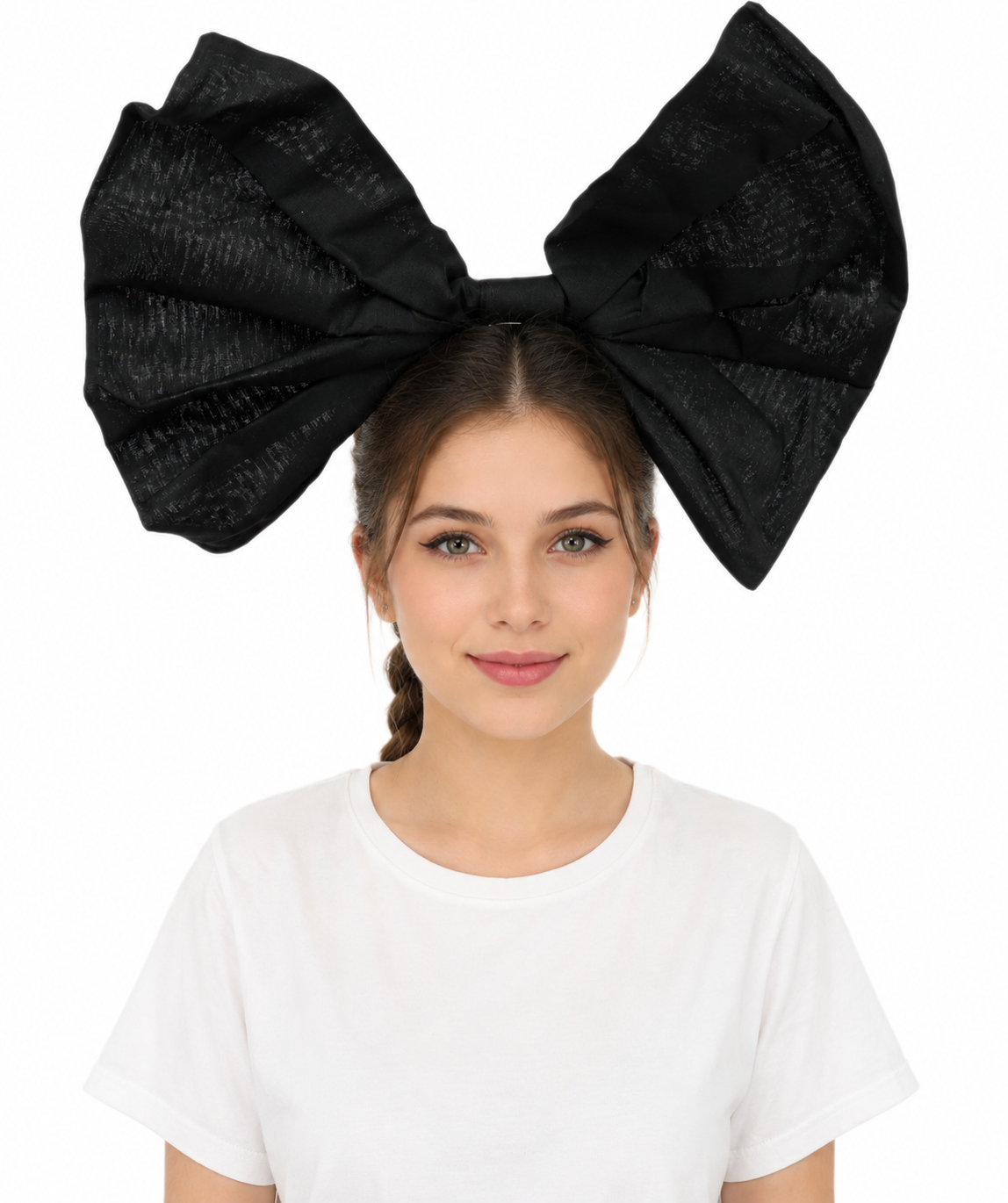 Women’s White and Black Bow Hair Clip | Fantacy Character Large Hair Accessory | Ideal for Halloween, Cosplay & Fancy Dress Parties