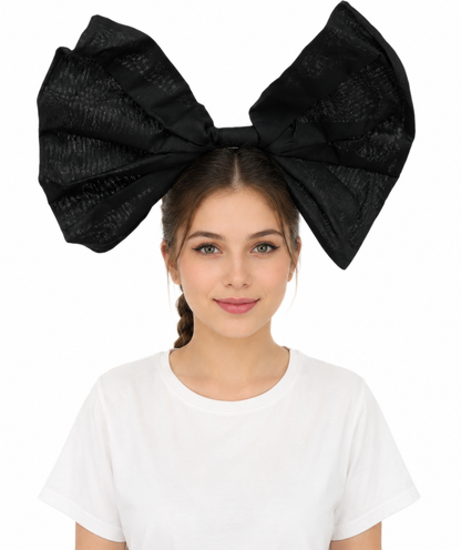 Women’s White and Black Bow Hair Clip | Fantacy Character Large Hair Accessory | Ideal for Halloween, Cosplay & Fancy Dress Parties
