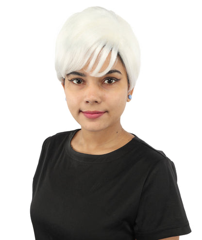 HPO Adult Women’s Short Black Wig | 10 Inch, Sleek and Smooth Bob Hairpiece | Ideal for Cosplay, Costume, and Themed Events