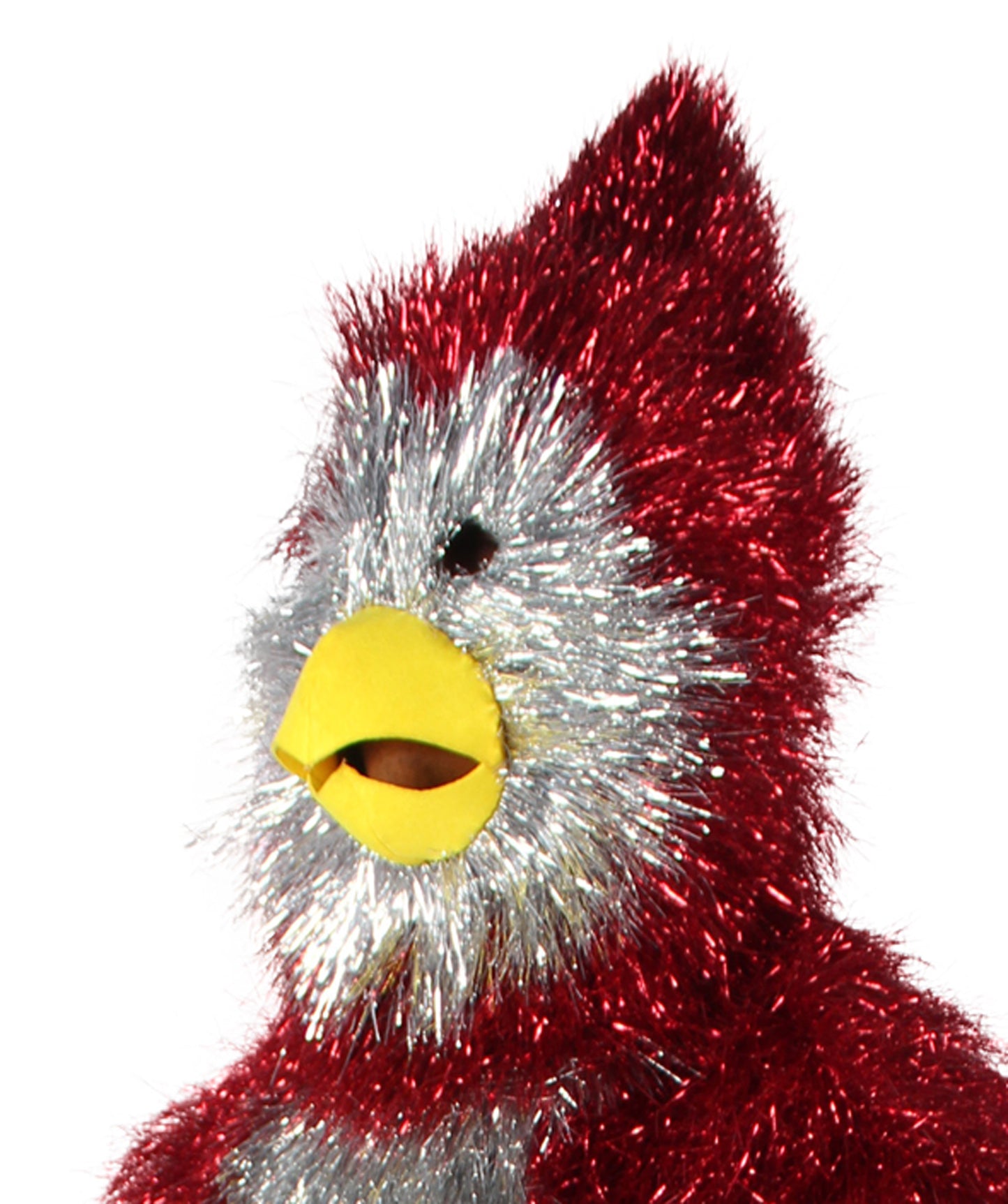 HPO Men's Furry Cardinal Mascot Tinsel Mask Costume, Halloween-Mask, Flame-retardant Tinsel Material