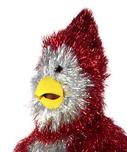 HPO Men's Furry Cardinal Mascot Tinsel Mask Costume, Halloween-Mask, Flame-retardant Tinsel Material