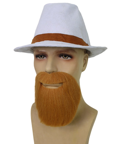 HPO Adult Men’s Novelty Brown Realistic Full Circle Goatee Beard | Stick-On Costume Facial Hair for Halloween | Flame-retardant Synthetic Fiber