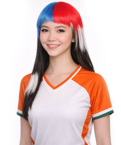 South Korea Flag Sport Party Long Bob Wig | Premium Breathable Capless Cap