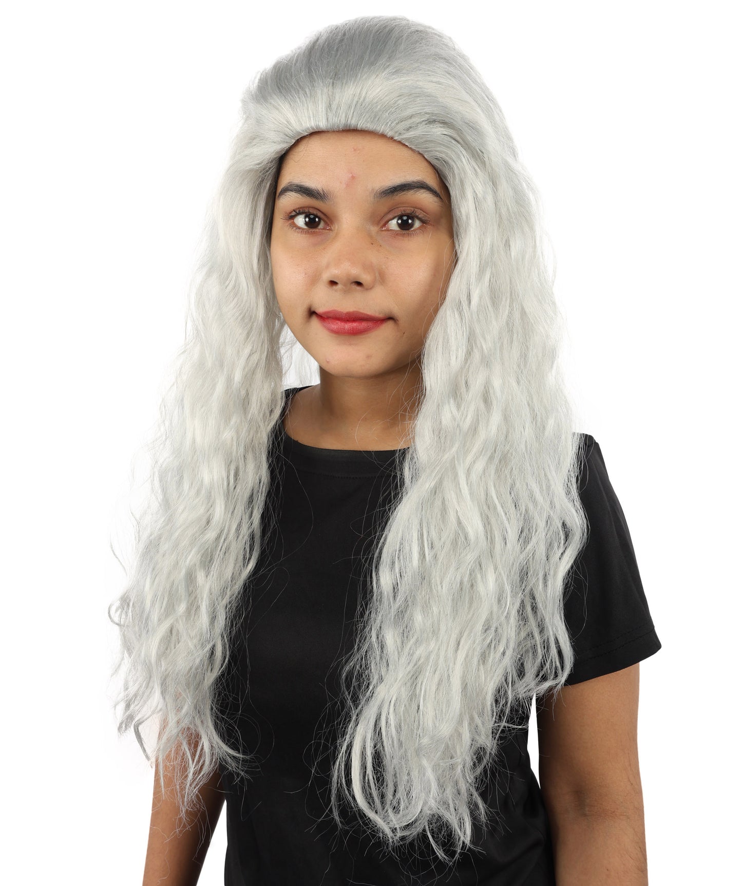 HPO Women’s Pink Long Wavy Wig | 25 Inch Long Hair with Capless Cap Design | Ideal for Playful at Halloween Cosplay, and Themed Parties