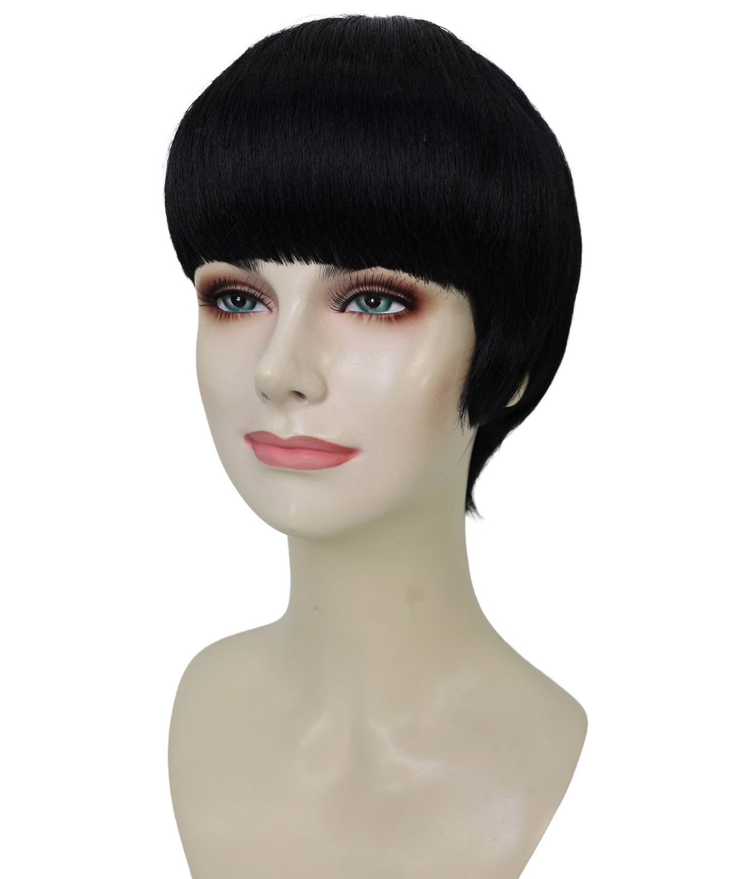 HPO Adult Women’s Sculpted Pixie Cut Wig with Defined Sideburns | Halloween Wig | Flame-Retardant Synthetic Fiber | Capless Adjustable Design for Breathable Fit