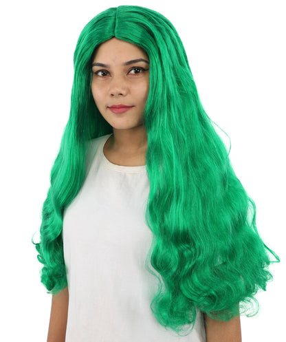 HPO Adult Women's Long Wavy Wig | Multiple Color Options | Center Parted Ginger Curls with Voluminous Ends, Heat Resistant Synthetic Fiber & Breathable Cap | Halloween, Teen Roleplay, Theater, Themed Party & Costume Events