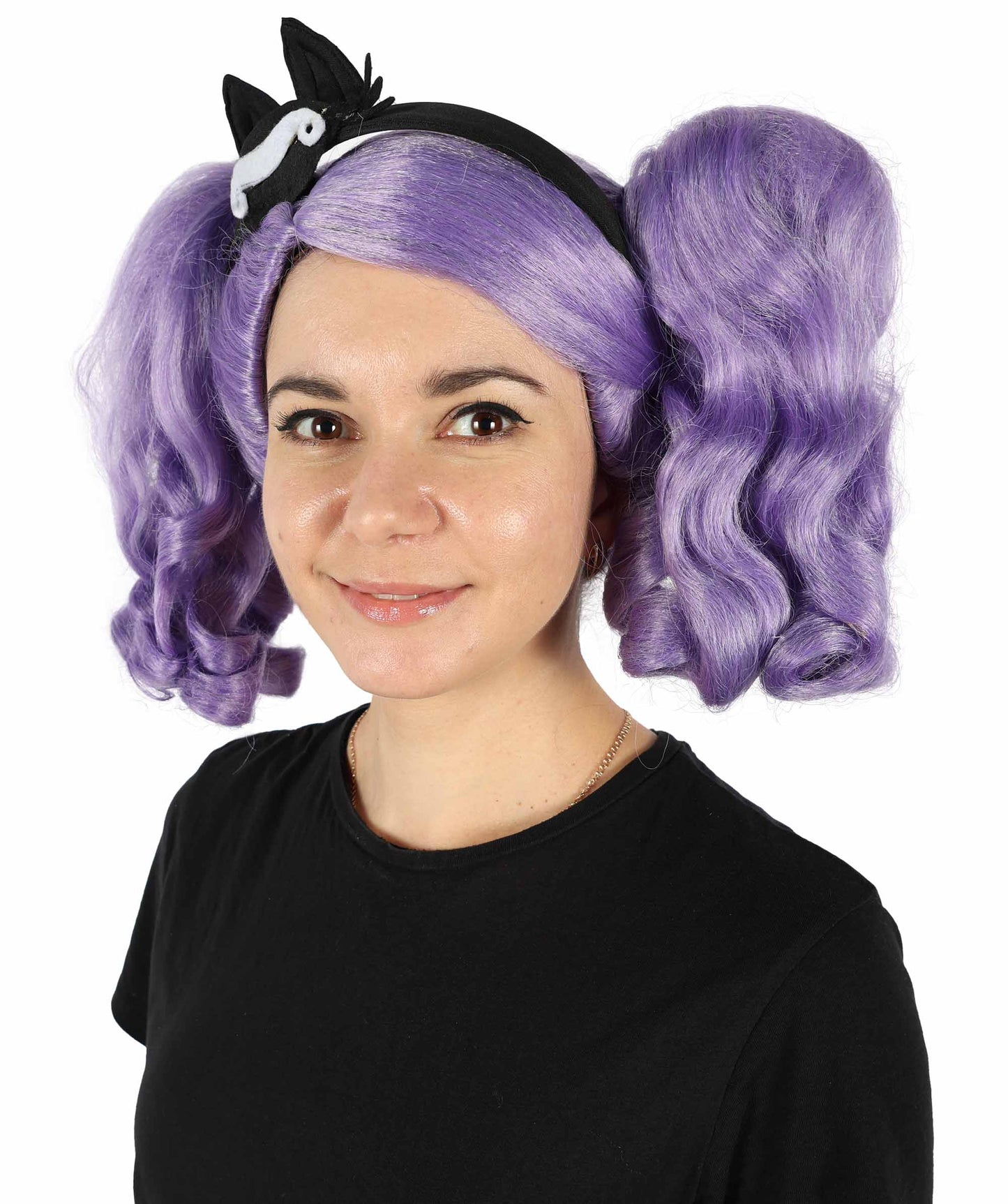 HPO Women's Long Puffy Purple High Pigtails Wig with Accesories | Halloween Wig | Flame-retardant Synthetic Fiber