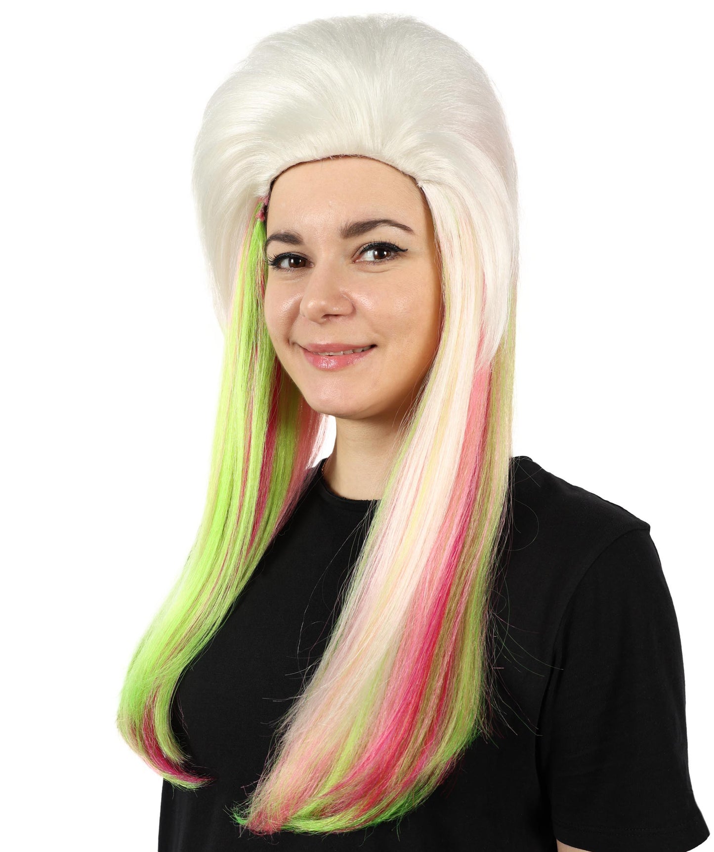 HPO Women’s Rainbow Long Wavy Bob Wig with Bangs | Synthetic Hair | Daily Wear, Cosplay, or Costume Use
