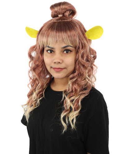 HPO Women's Fairytale Ogre Roleplay Brown Wig | Flame-resistant Synthetic Fiber with Capless Cap| Ideal for party, Halloween, cosplay, theater, drag, performance, costume events