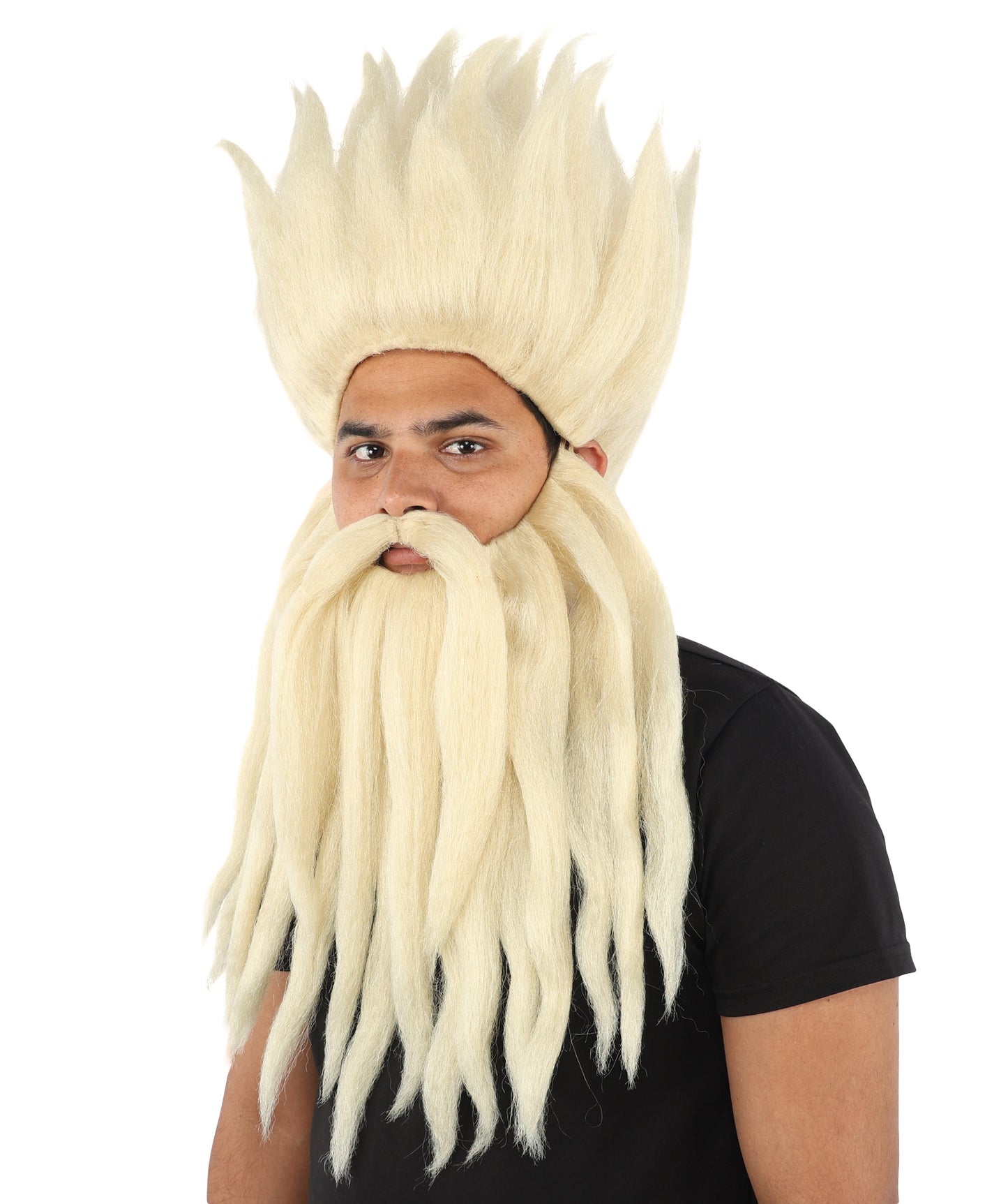 Wild Man Wig Beard & Mustache Set | Voluminous Multicolor Options Messy Hair with Matching Facial Hair, Synthetic Fiber & Breathable Cap | Halloween, Jungle Roleplay, Theater, Carnival & Costume Party