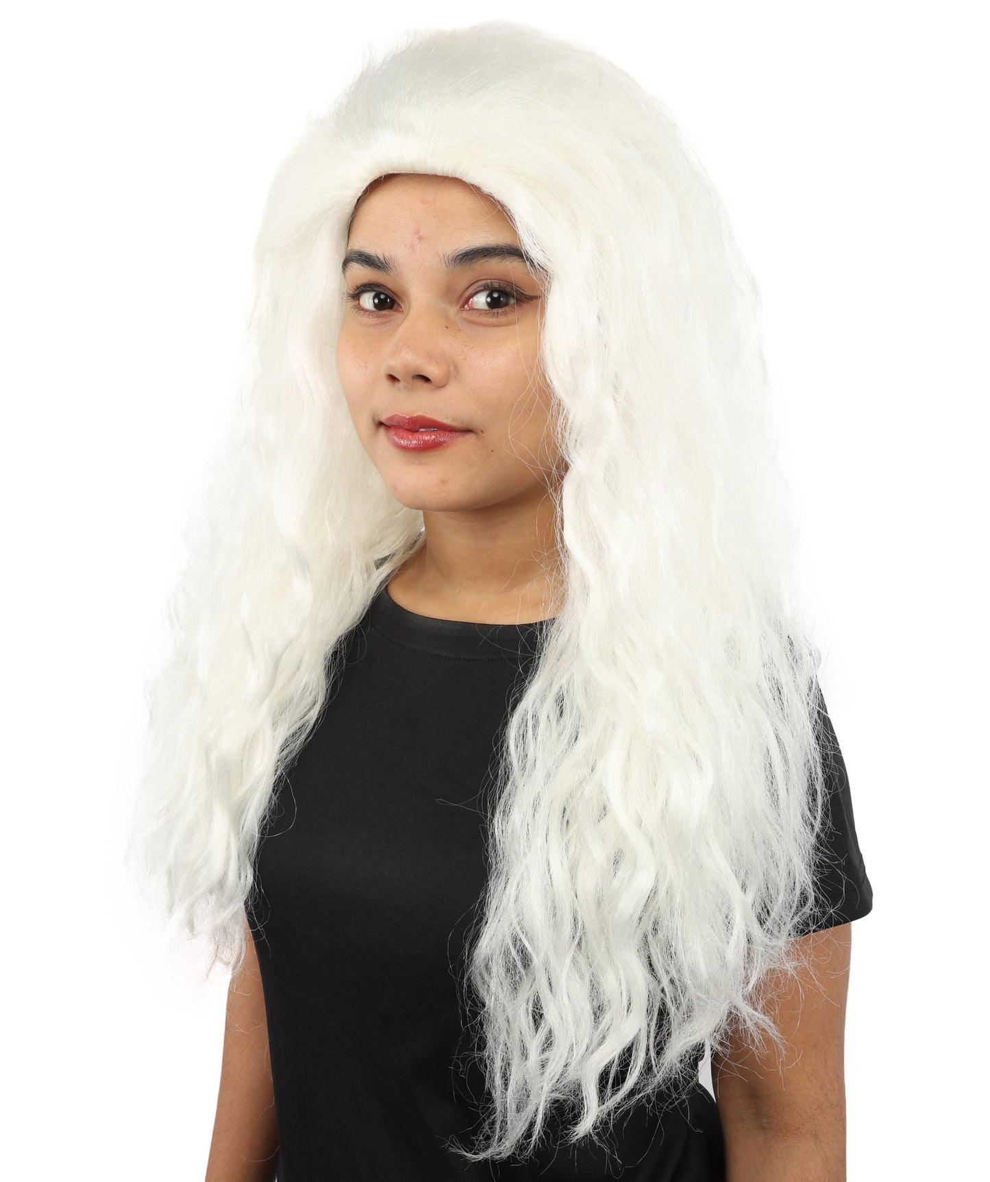 HPO Women’s Pink Long Wavy Wig | 25 Inch Long Hair with Capless Cap Design | Ideal for Playful at Halloween Cosplay, and Themed Parties