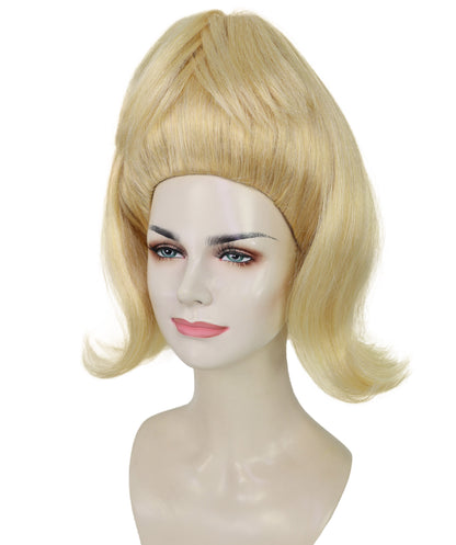 HPO Beehive Style Blonde Wig for Women | Retro 1960s Vintage Hairpiece | Tall Updo Synthetic Wig for Halloween, Theater, Rockabilly & Party Dress-Up