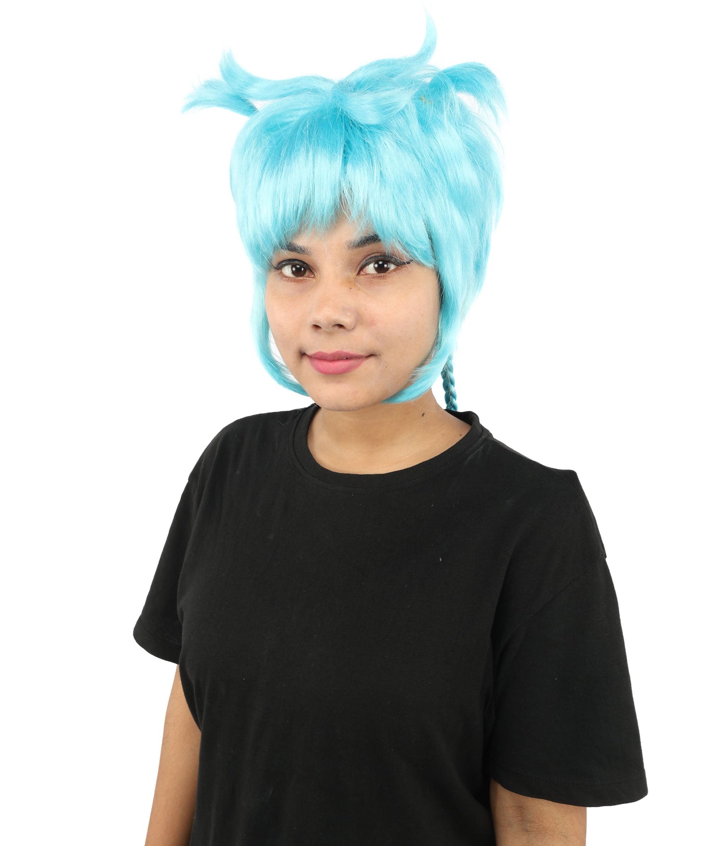 HPO Adult Women's Animal Ear Braided Wig | Multiple Color Options | Synthetic fiber, short bob with sculpted ears and long micro-braids, breathable base | Party, Halloween, theater, drag, performance, costume events