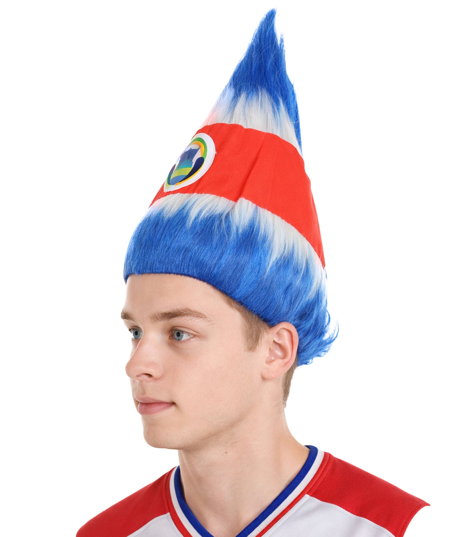 Costa Rica Flag Sport Troll Wig | Fancy  Halloween Wigs | Premium Breathable Capless Cap