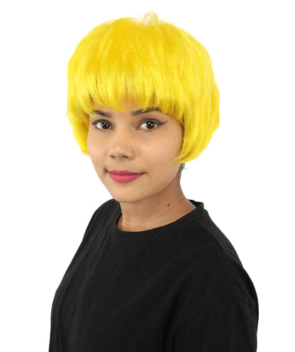 HPO Adult Women's Short Silver White Pixie Wig  | Edgy Layered Cut with Bangs | Synthetic Hair Wig for Stage Fashion, Cosplay, Halloween & Bold Party Looks