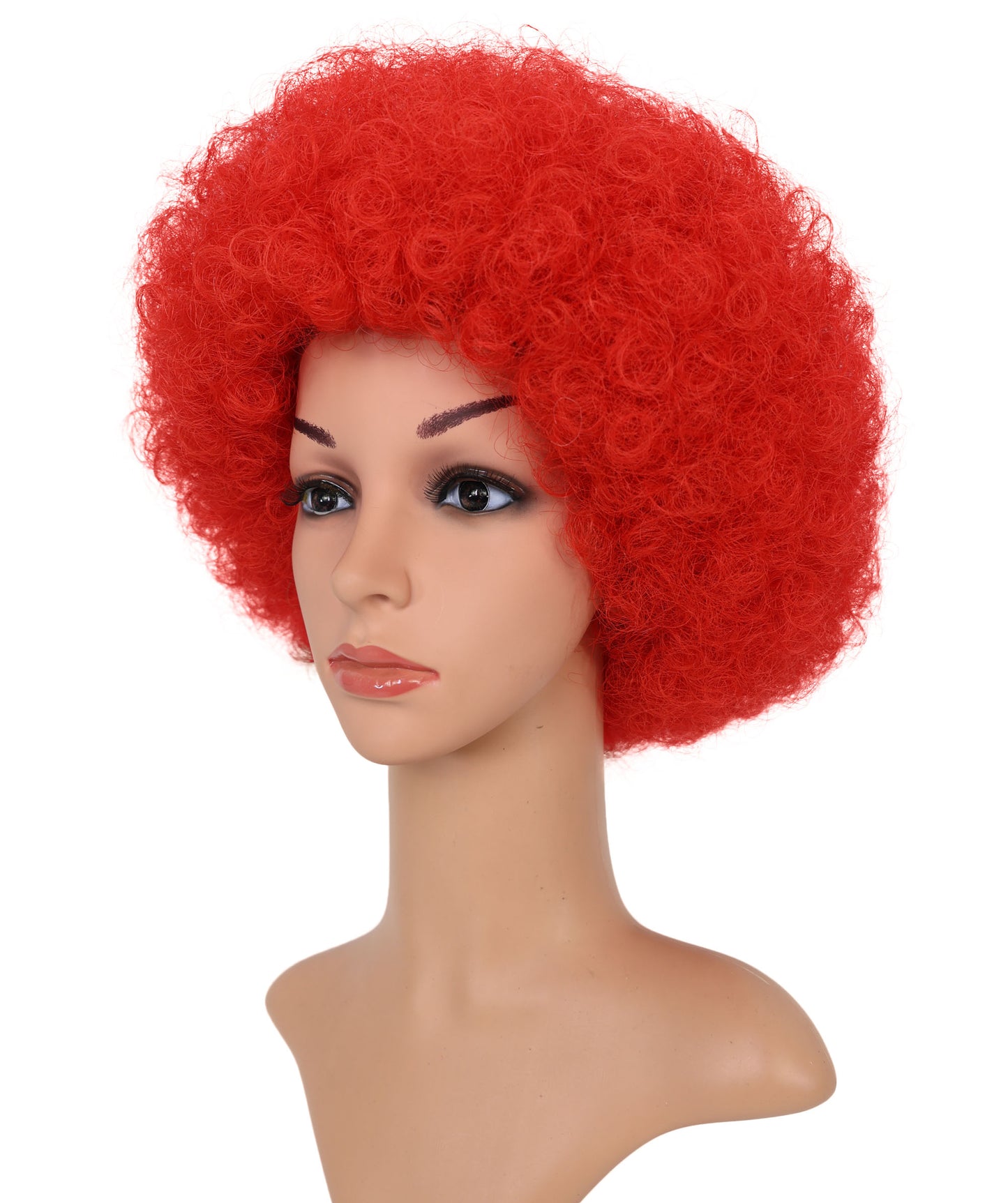 HPO Unisex Turkey Flag Clown Wig – Red & White Afro Style | Turkey Flag Clown Wig for Sports Fans, National Events & Theme Parties