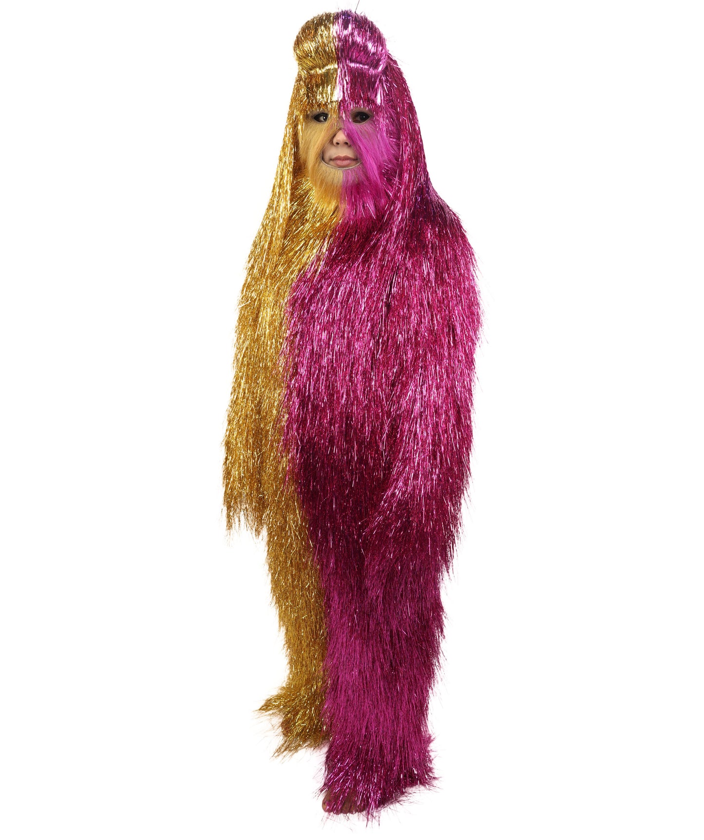 HPO Teen Extreme Hairy Two Part Costume Bundle & Mask Set - Full-Body Hair Suit Extra-Long Costume Wig for Halloween, Cosplay & Parties - Multiple Color Options