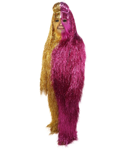 HPO Teen Extreme Hairy Two Part Costume Bundle & Mask Set - Full-Body Hair Suit Extra-Long Costume Wig for Halloween, Cosplay & Parties - Multiple Color Options