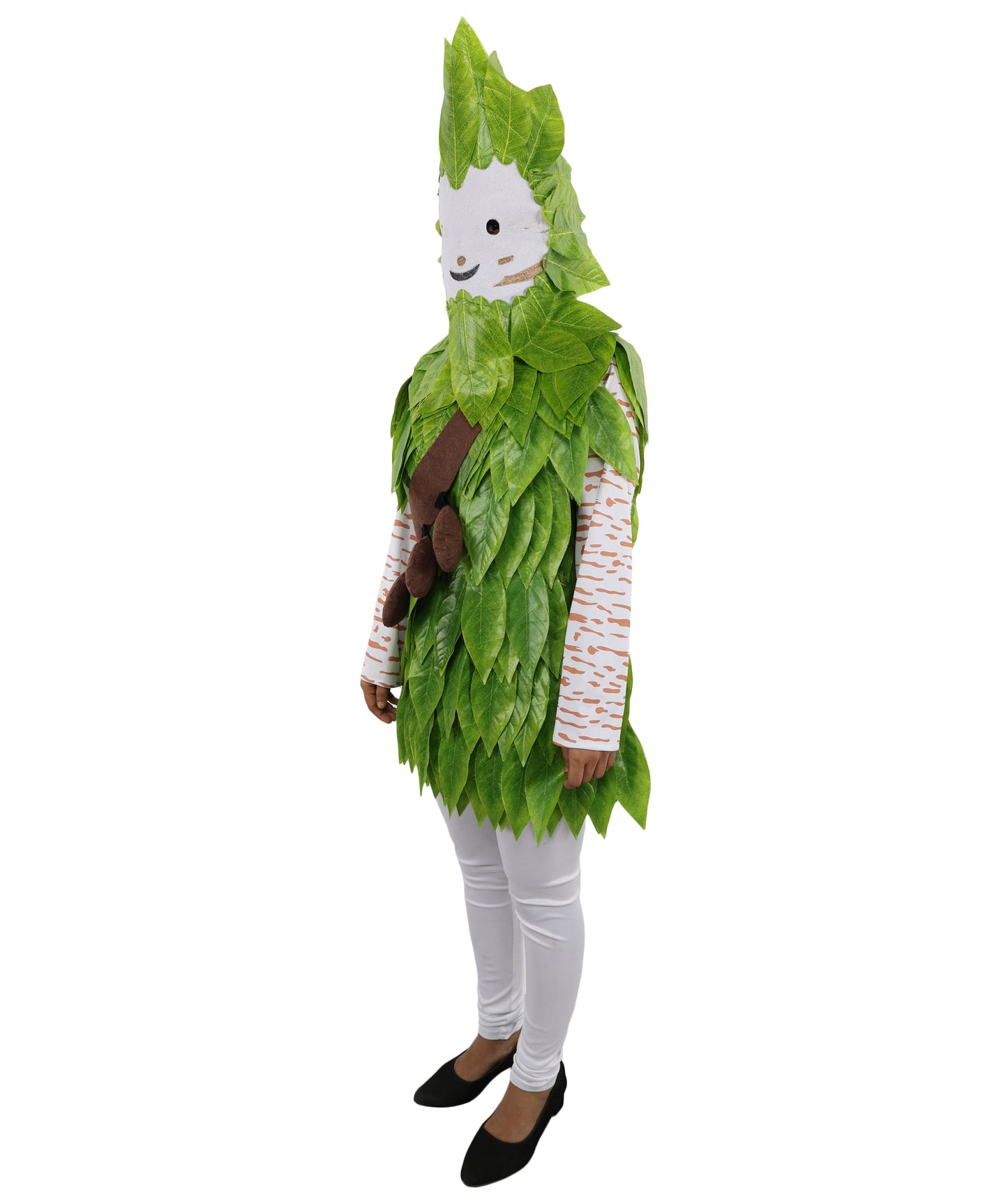 HPO Women's Youth Forest Bush Creature Green Costume – Nature Inspired Leaf Character Outfit – Soft Textured Design for Cosplay & Party