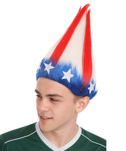 American Stripes Troll Wig | Flag Fancy Halloween Wig | Premium Breathable Capless Cap